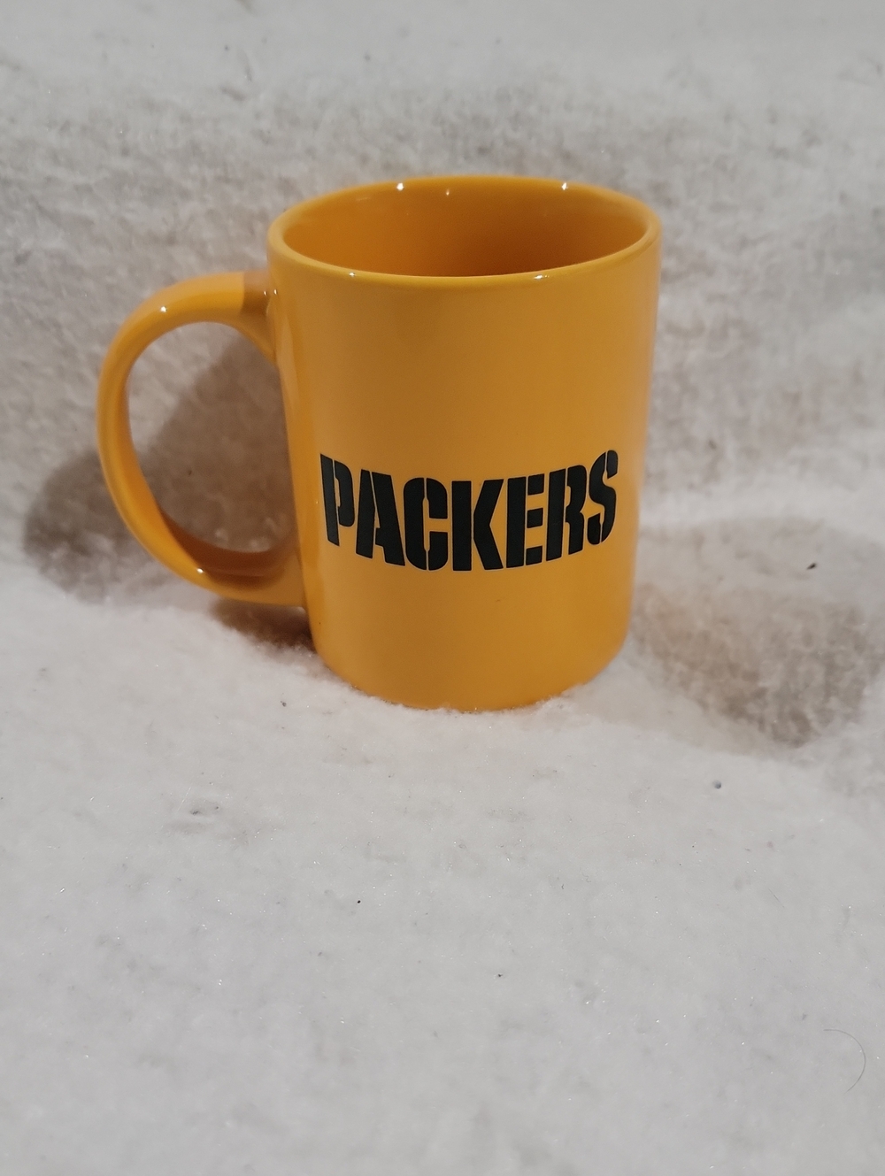NFL Green Bay Packers Yellow Ceramic Mug with Black Double Sided Logo Go Pack Go